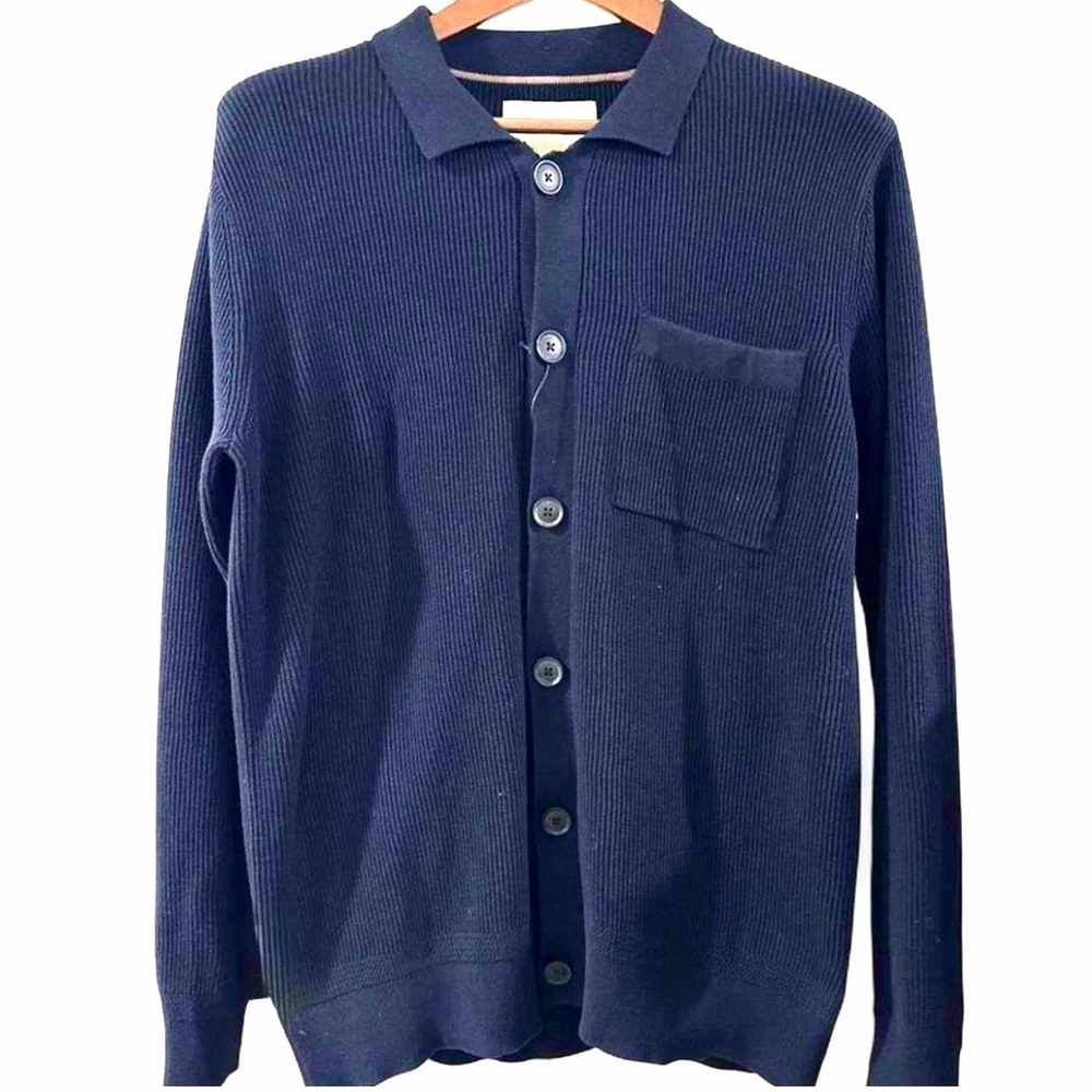 Method Navy Blue Long-Sleeve Polo Cardigan Size Men’s Medium (NWT)